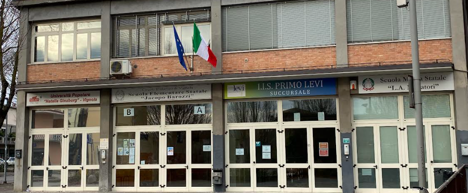 a building with a flag on the front of it