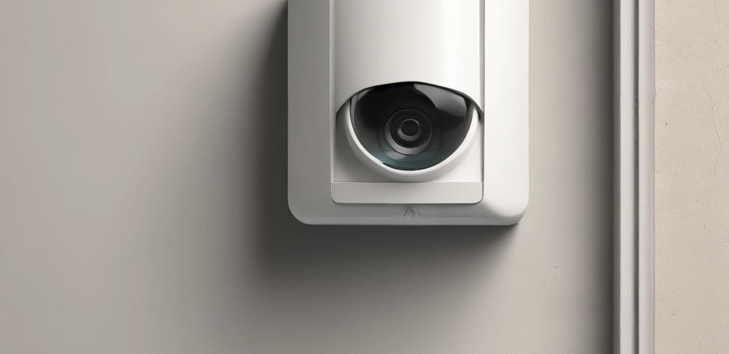 a light switch on a white wall with a red light