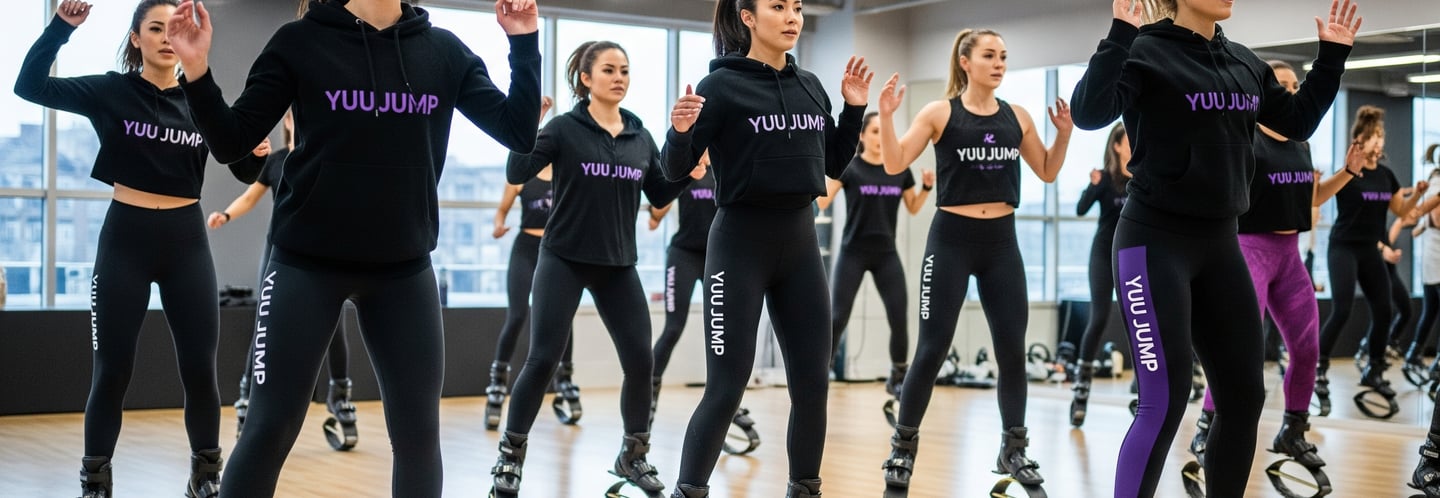 a group of women in a kangoo jump class in KLCC