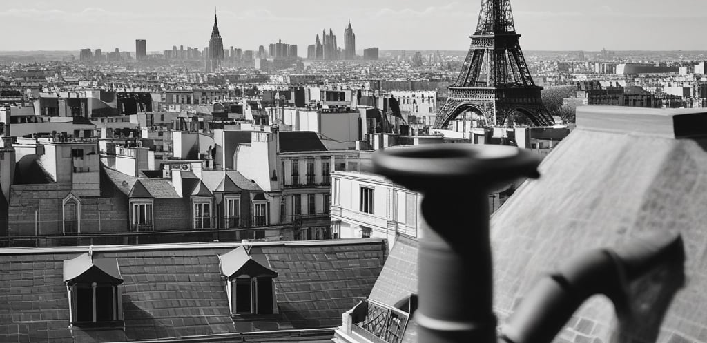 An old, weathered downpipe attached to a wall, which has patches of peeling paint and discoloration. The wall features a rough, textured surface with noticeable wear and tear. There is a smaller black cable running parallel to the downpipe, secured at various points.