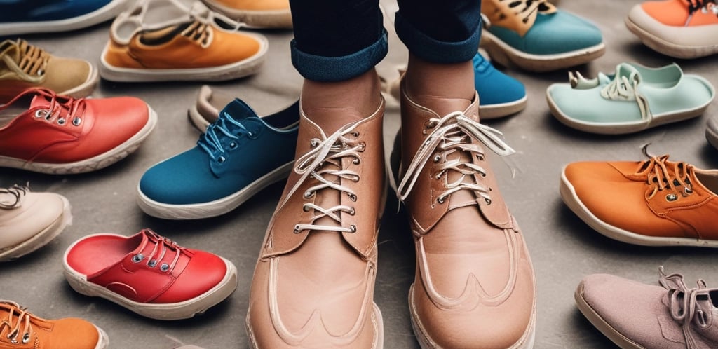 A spacious retail store with bright lighting and neatly arranged clothing and footwear displays. Mannequins wearing children's outfits are prominently featured in the foreground, while various clothes and shoes are organized on racks and shelves throughout the store. People are seen browsing and shopping in the background, adding a lively atmosphere to the setting.