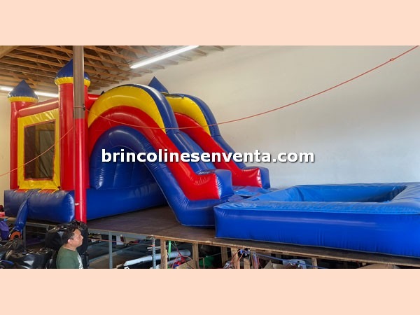 castillo inflable brincolin multicolores de agua