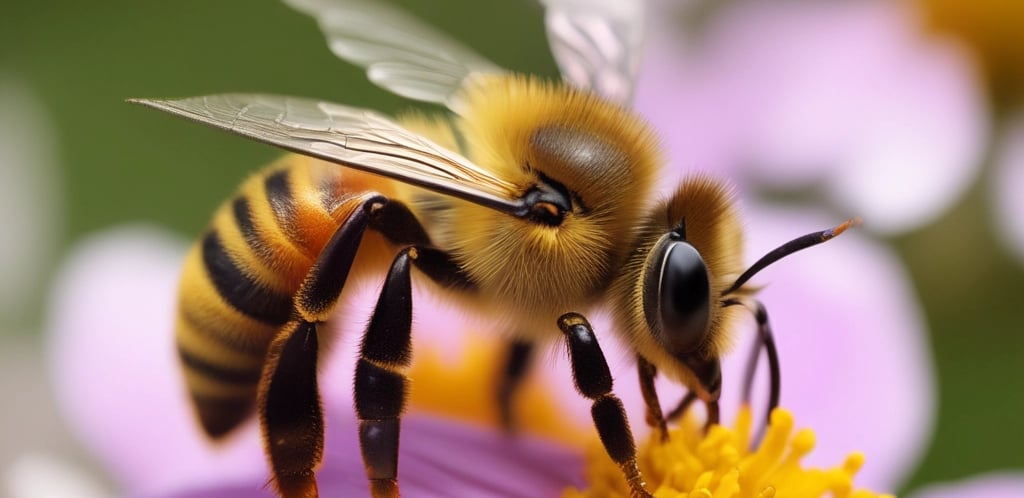 a close up of a bee