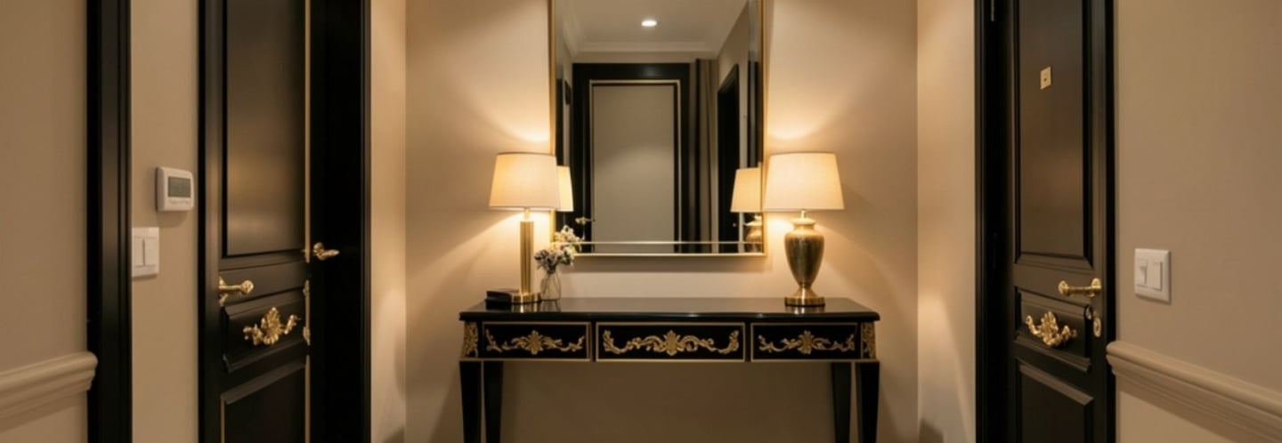 Entrée élégante d’un appartement haut de gamme à Bordeaux pour conciergerie premium KEYS365