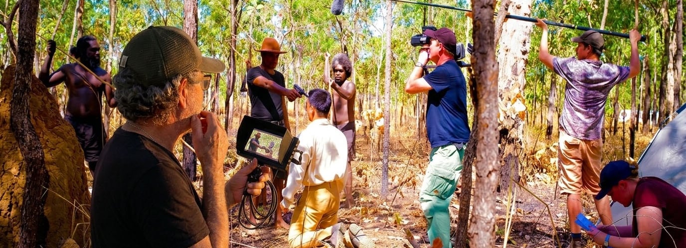 TvWorks on location filming Tiwi Warrior and The Samurai from the sky.