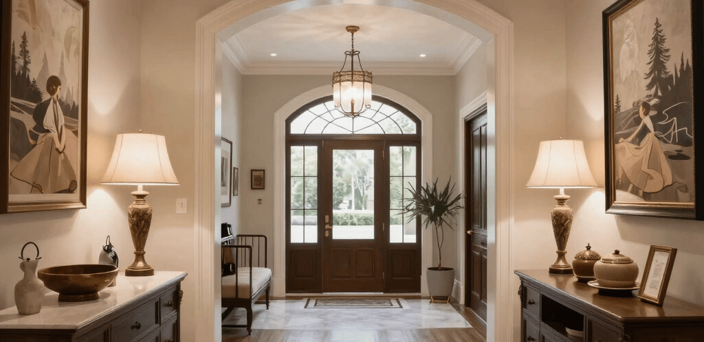 A person is engaged in woodworking, sitting cross-legged on the floor surrounded by wood shavings. They are carving a piece of wood using a chisel and a mallet. There are various tools and materials scattered around, including a knife and a block of wood.