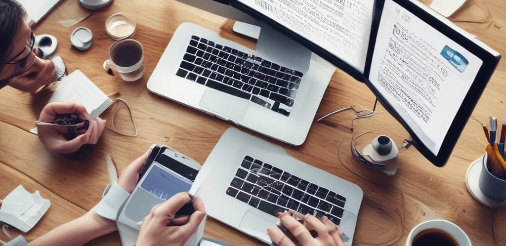 A modern office space with a team collaborating on marketing strategies.
