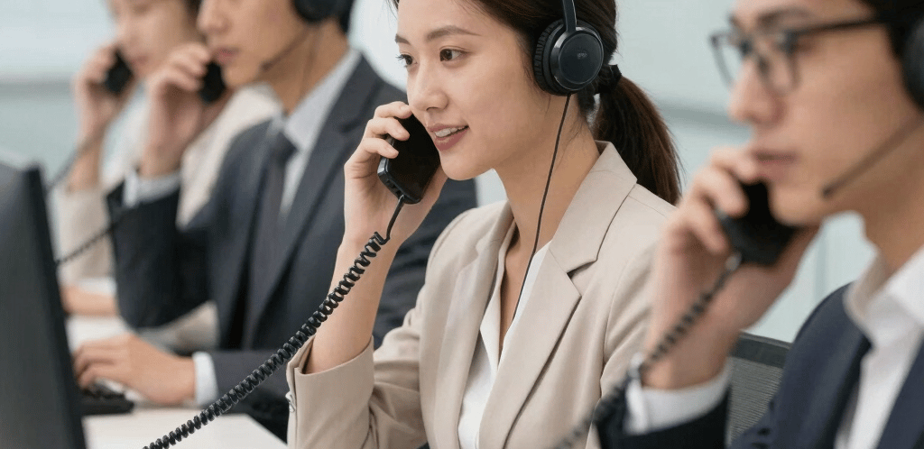 A friendly professional assisting a client with rent agreement paperwork in a cozy office setting.