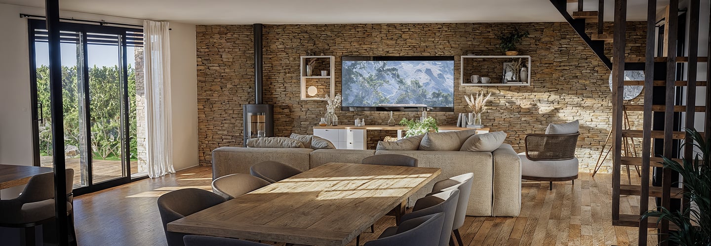 Rendu 3D salle à manger rustique et moderne – BenRaff Studio