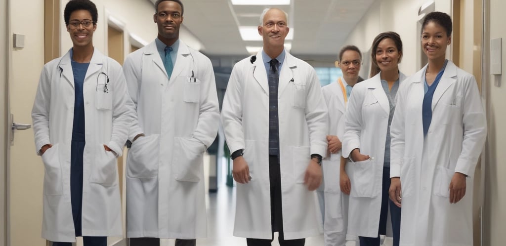 A green illuminated cross-shaped sign with digital displays, typically used to indicate a pharmacy, is affixed to the side of a building. The light from the sign casts a green hue on the surrounding area, creating a glowing effect.