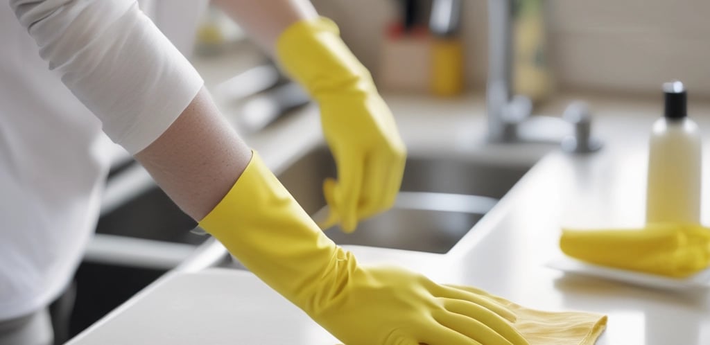 A person wearing a hat and face covering is cleaning the windshield of a red Honda car parked in front of a building with an orange tiled roof and cream-colored doors.