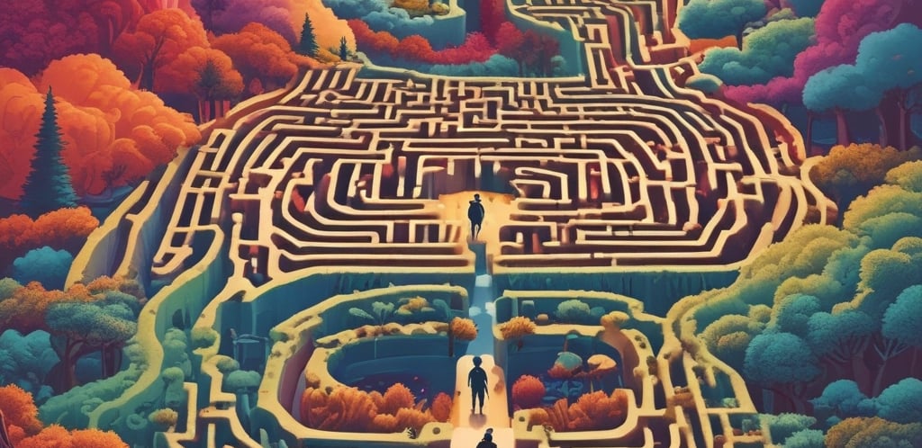 A street lamp illuminates a riverside pathway at dusk, casting a warm glow over the water. The reflections of the lights create a trail of orange hues along the river. A line of lamps stretches into the distance, bordered by lush, green trees under a cloudy sky.