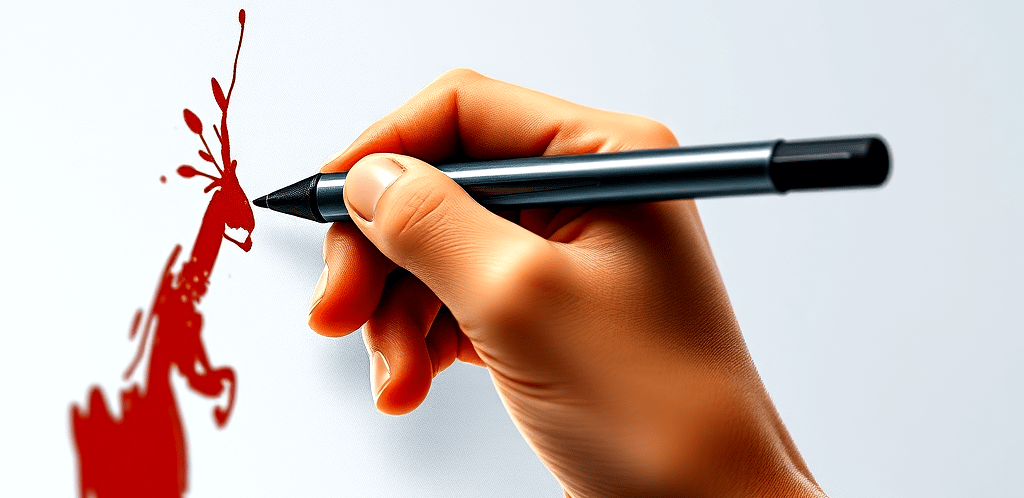 a person's hand holding a pen and drawing