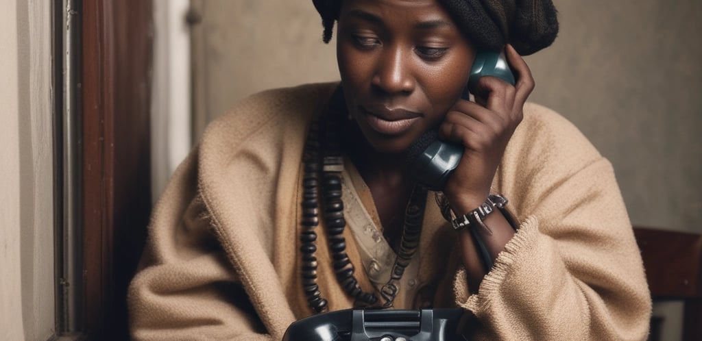 A friendly customer service representative answering a phone call in a modern office.