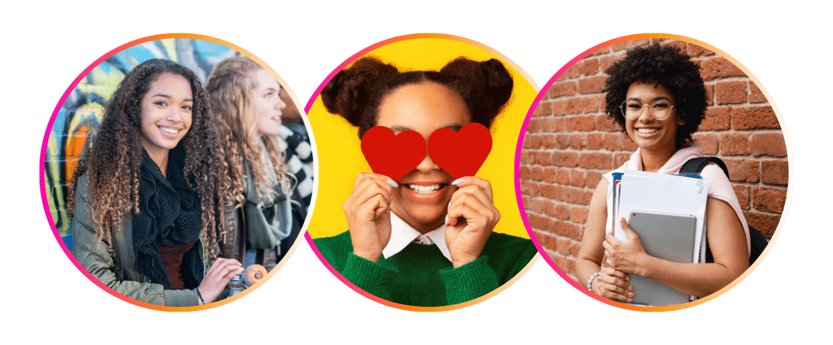 Collage of smiling teen girls for energizeHER Village for Girls