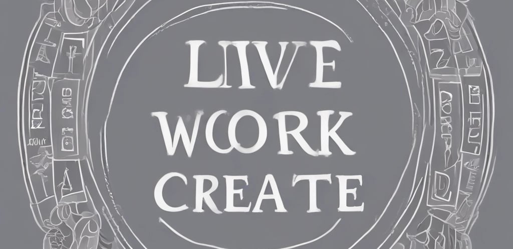 red brick wall with live, work, create. quote