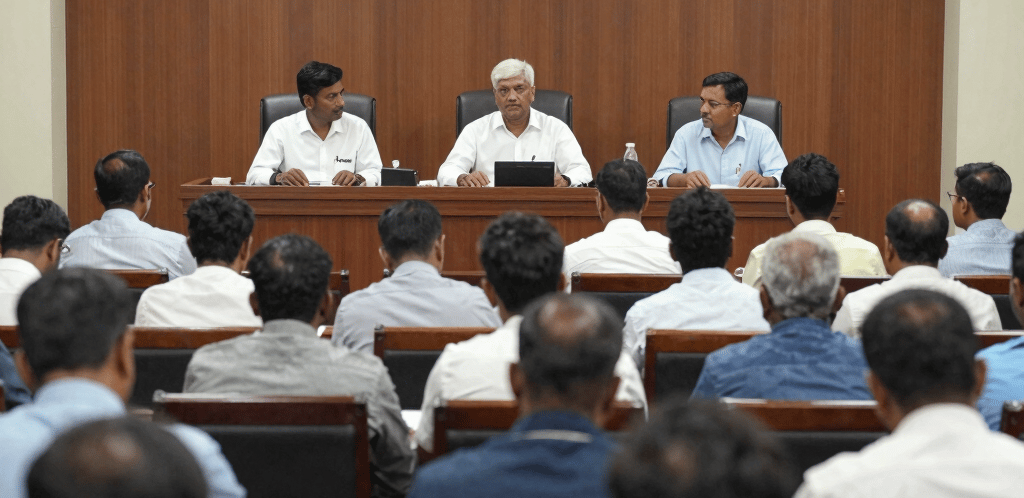 A welcoming courtroom scene with books and a gavel on a polished wooden desk.