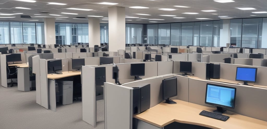 A sleek, modern office workspace with a laptop, notepad, and coffee cup, symbolizing professional back office support.