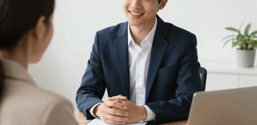 A welcoming office reception area with a friendly recruiter ready to assist.