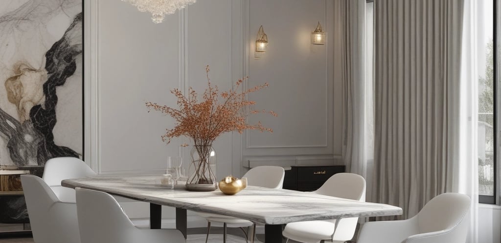 A cozy marble workshop with polished kitchen countertops and elegant dining tables.