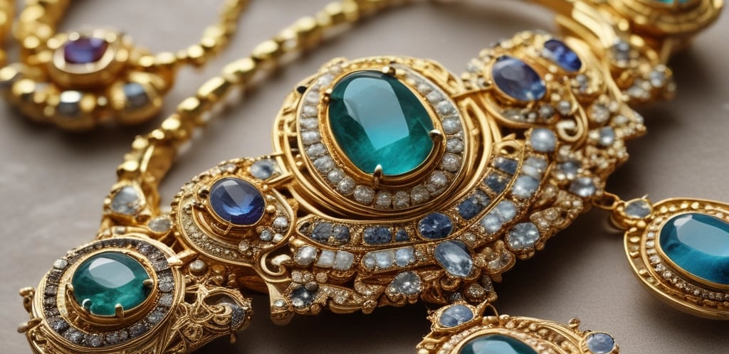 A close-up of a delicate gold-plated silver necklace with sparkling zircon stones resting on a soft velvet cloth.