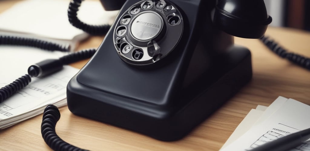 A simple office desk with a phone and notepad, symbolizing customer contact.