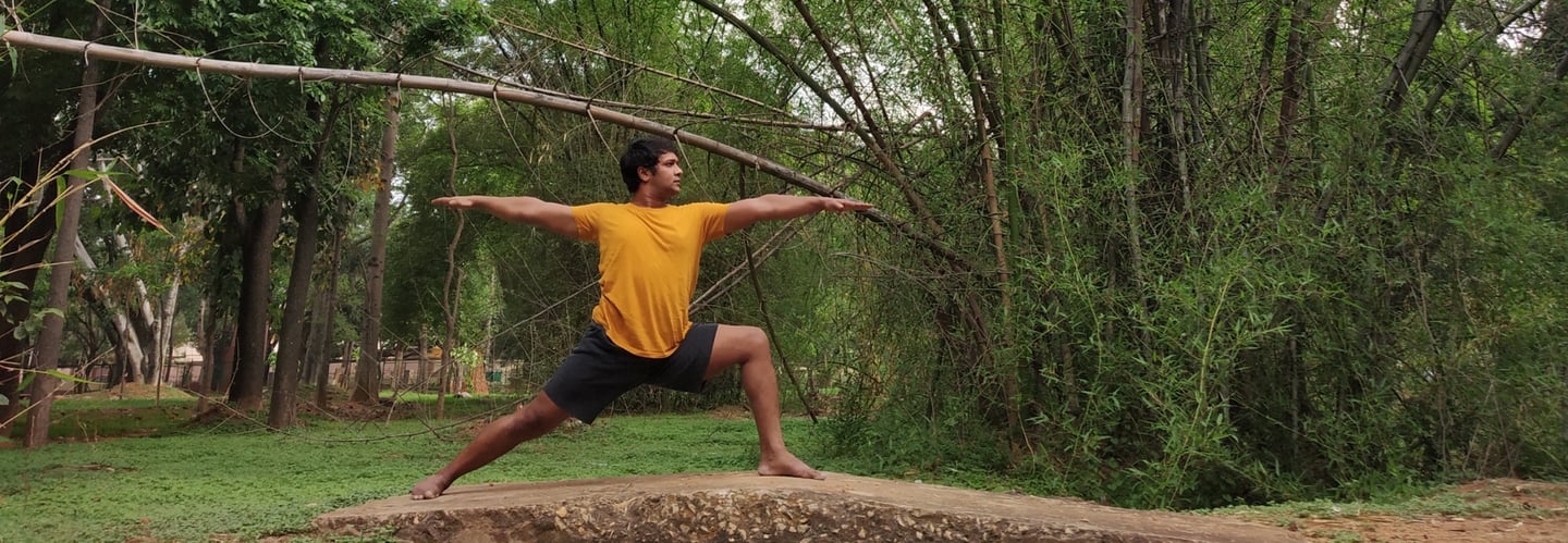 Umesh Balavaradaraju conducting an open-air yoga session in  Bangalore 