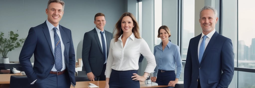 A sleek, modern office scene showing a team collaborating over a laptop with voice call software on screen.