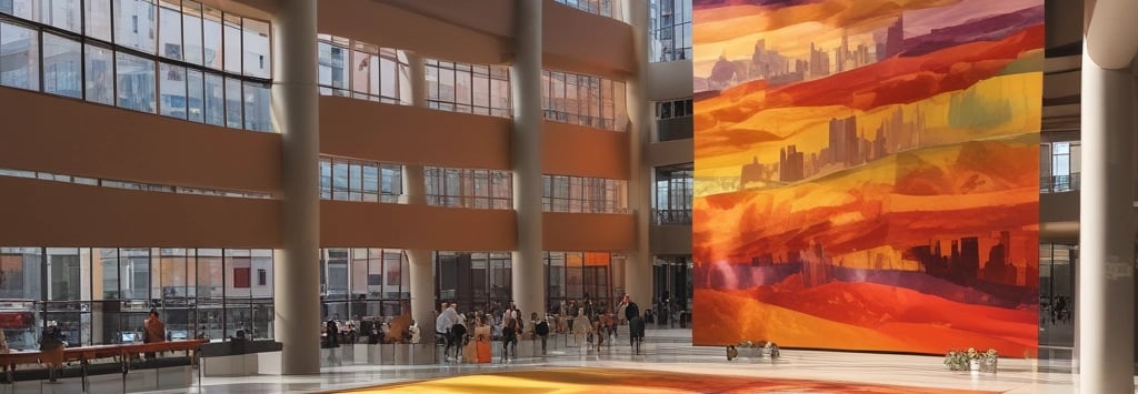 A vibrant art installation showcasing a blend of traditional and contemporary styles.