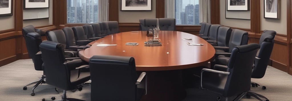 A warm office environment showing a team collaborating around a table with service catalogs and laptops.