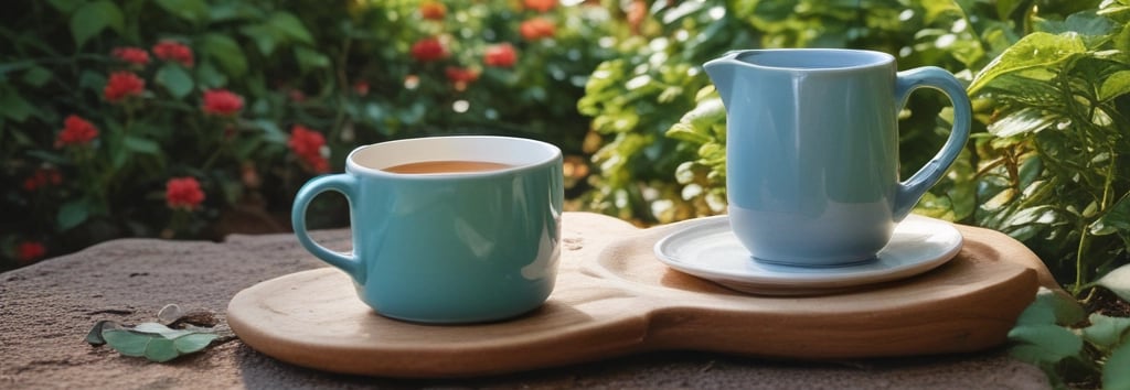 A close-up shot of a minimalist ceramic mug resting on a wooden table with soft natural light.