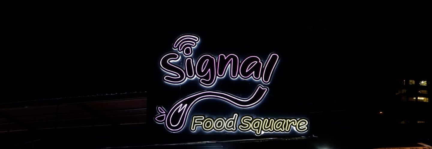 a neon sign for Signal Food Square Logo by GlobalKitc KPD Avenue Kota Kinabalu