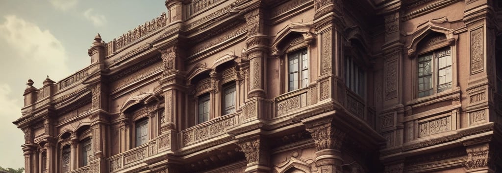 A bowl of green chutney garnished with mint on a dark plate, surrounded by skewered grilled meat pieces and fresh herbs. Yellow rice and a patterned red cloth with cutlery are also visible, creating a rustic and appetizing setting.