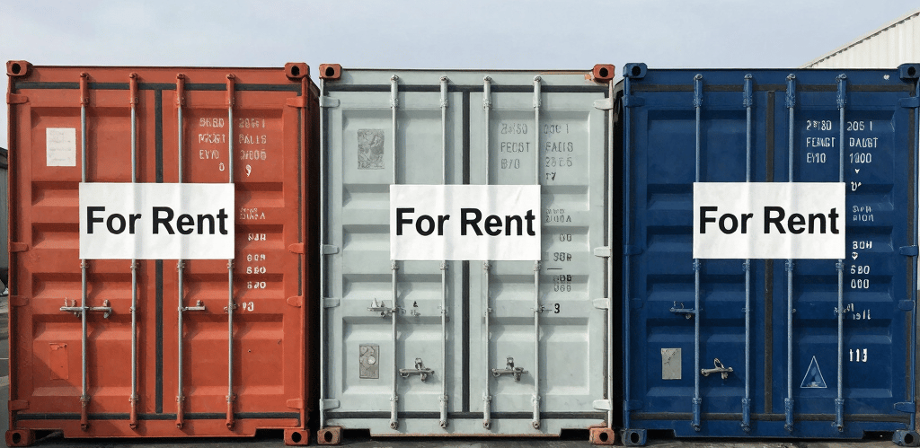 A sleek black and yellow delivery truck parked beside modern storage containers under a clear sky.