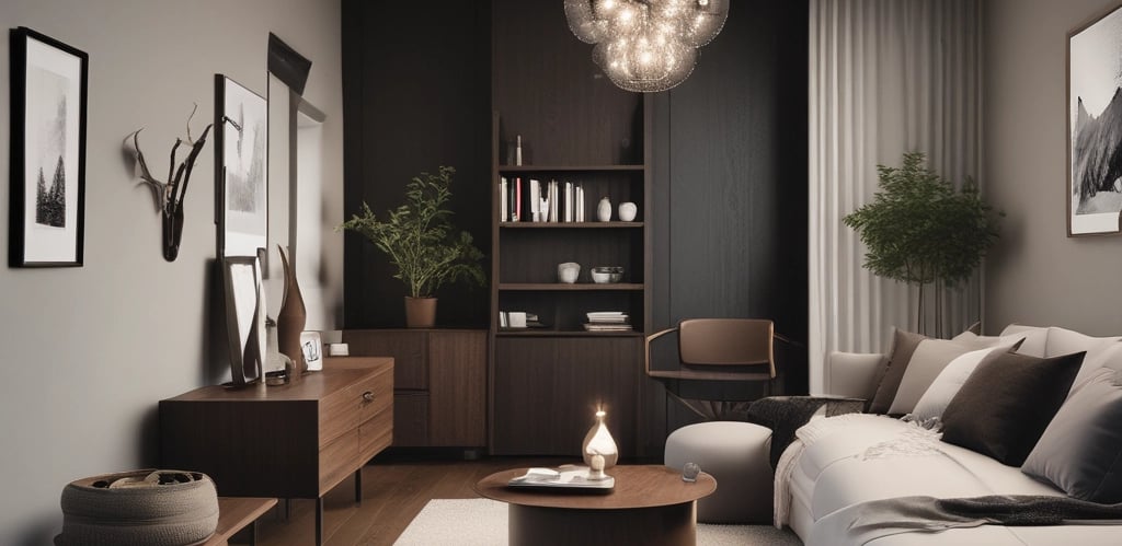 A serene lifestyle scene showcasing elegant home decor and fashion pieces.