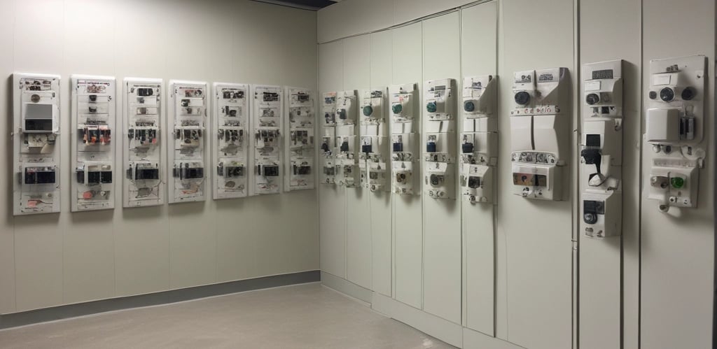 An electrician carefully inspecting wiring in a residential home.