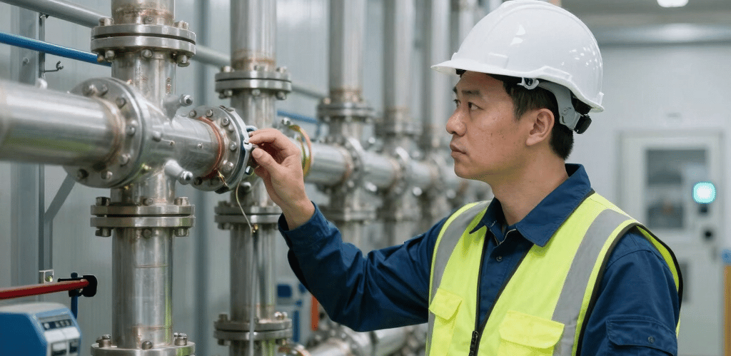 Technicians working carefully on electrical and plumbing installations at a residential property in Aberdeen.