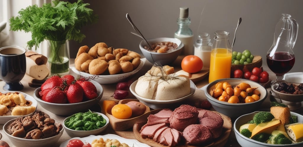 A colorful spread of healthy dishes showcasing vibrant ingredients.