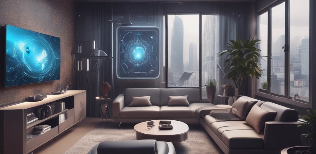 A friendly technician repairing a laptop in a bright, modern workshop filled with computer parts.