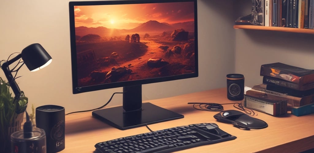 A modern workspace showcasing refurbished and new computer equipment.