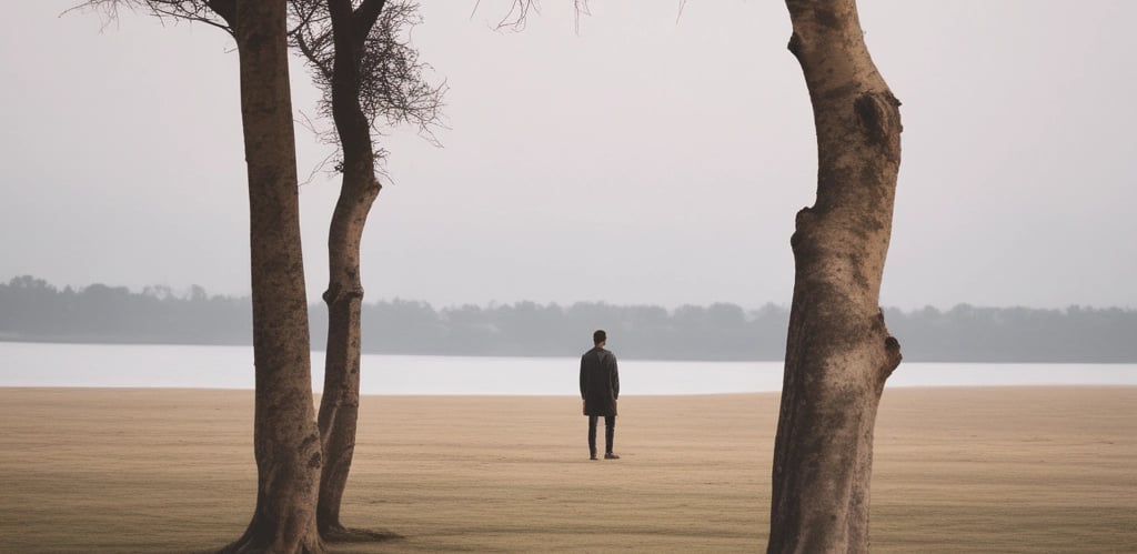 A minimalist portrait of the photographer in a serene setting.