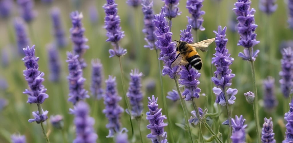 A serene lavender field under a clear blue sky.