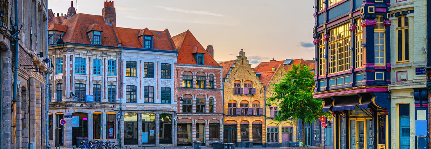Façades historiques de Lille, représentant le service local de conciergerie QELIO pour Airbnb.