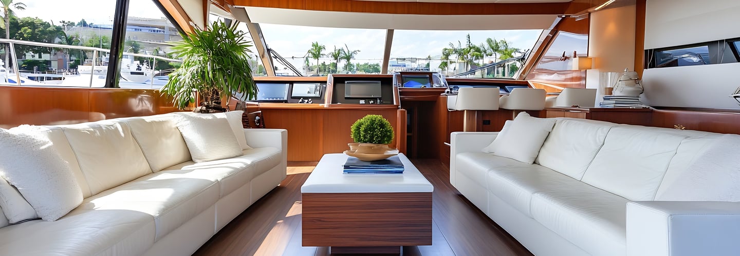 plants and flowers on luxury yacht