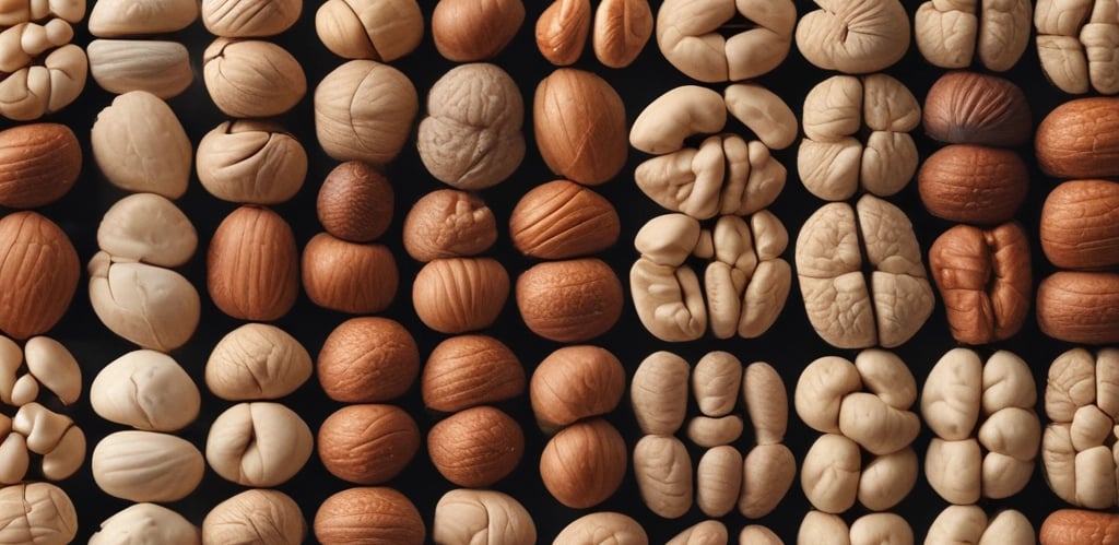 a variety of nuts nuts and nuts in a row