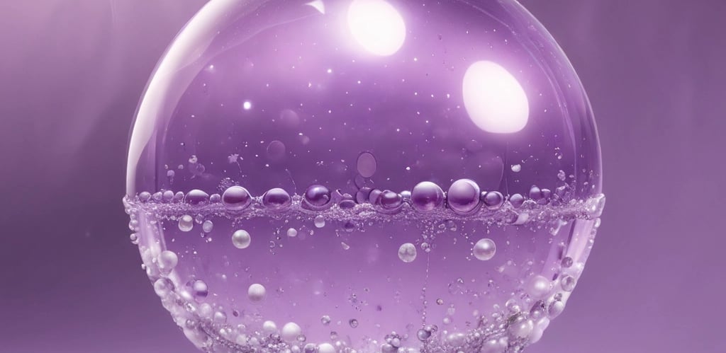 A crystal ball is placed in front of a computer screen displaying colorful code and text. The ball reflects and distorts the vivid lines of code, giving them a swirling, abstract appearance. The background is mostly dark, highlighting the bright neon colors of the text on the screen.