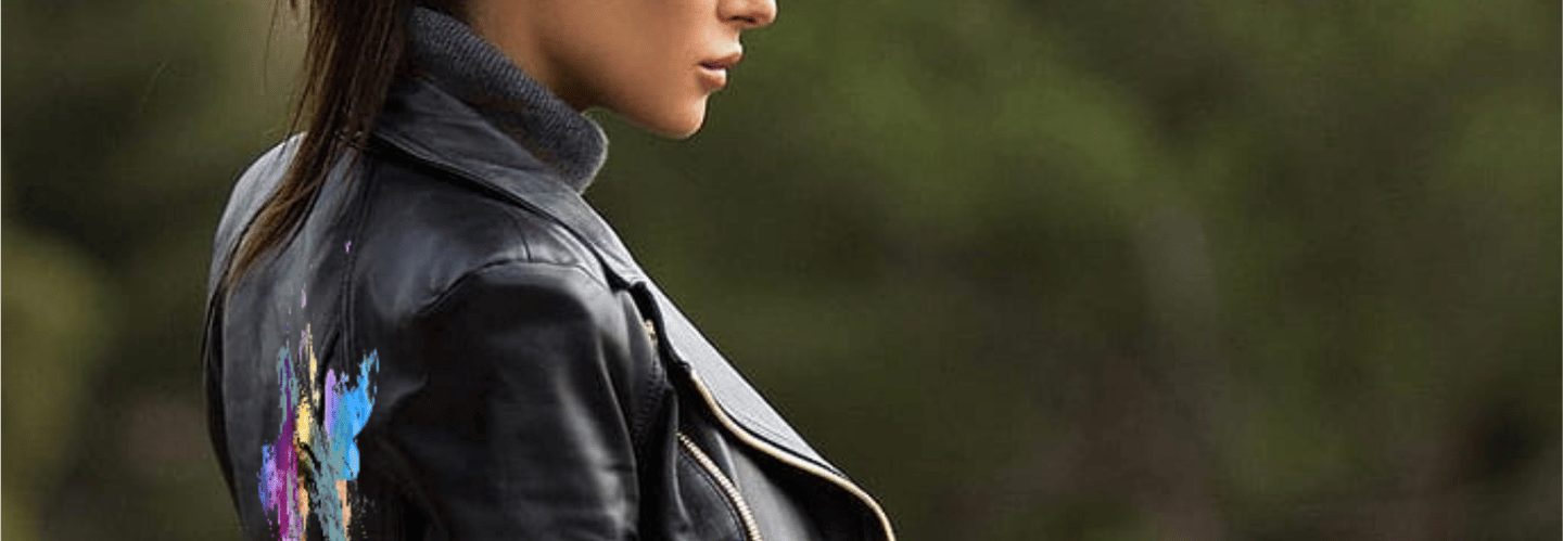 Arte Abstracto sobre chaqueta de cuero - moda funcional