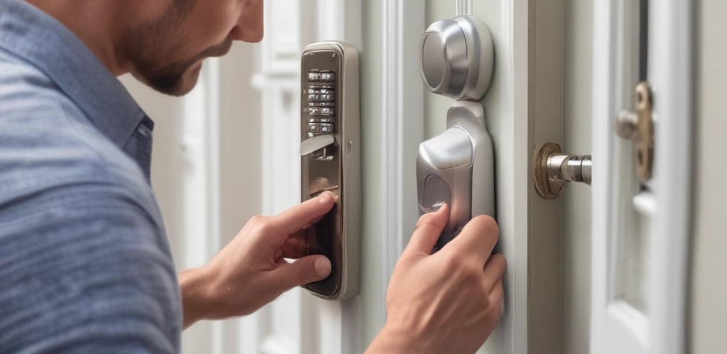 A locksmith at work, providing key services.
