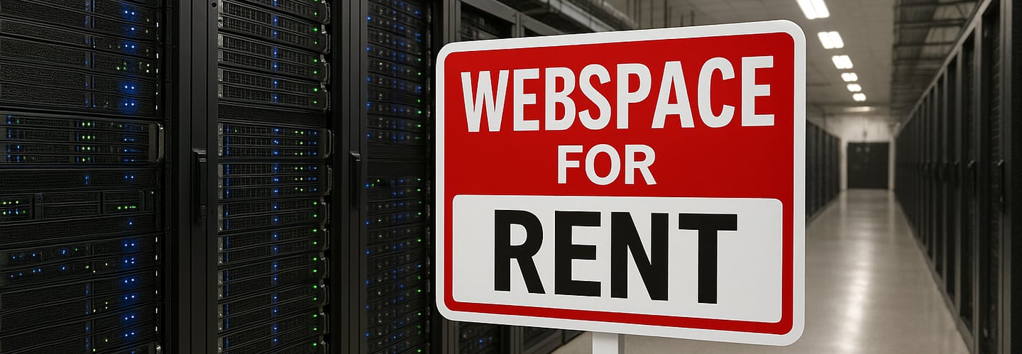 a sign that says webpage for rent