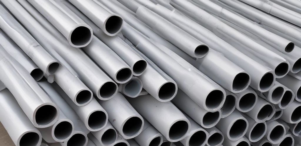 Photo of the as enterprises manufacturing facility with workers handling plastic pipes and fiber optic cables.